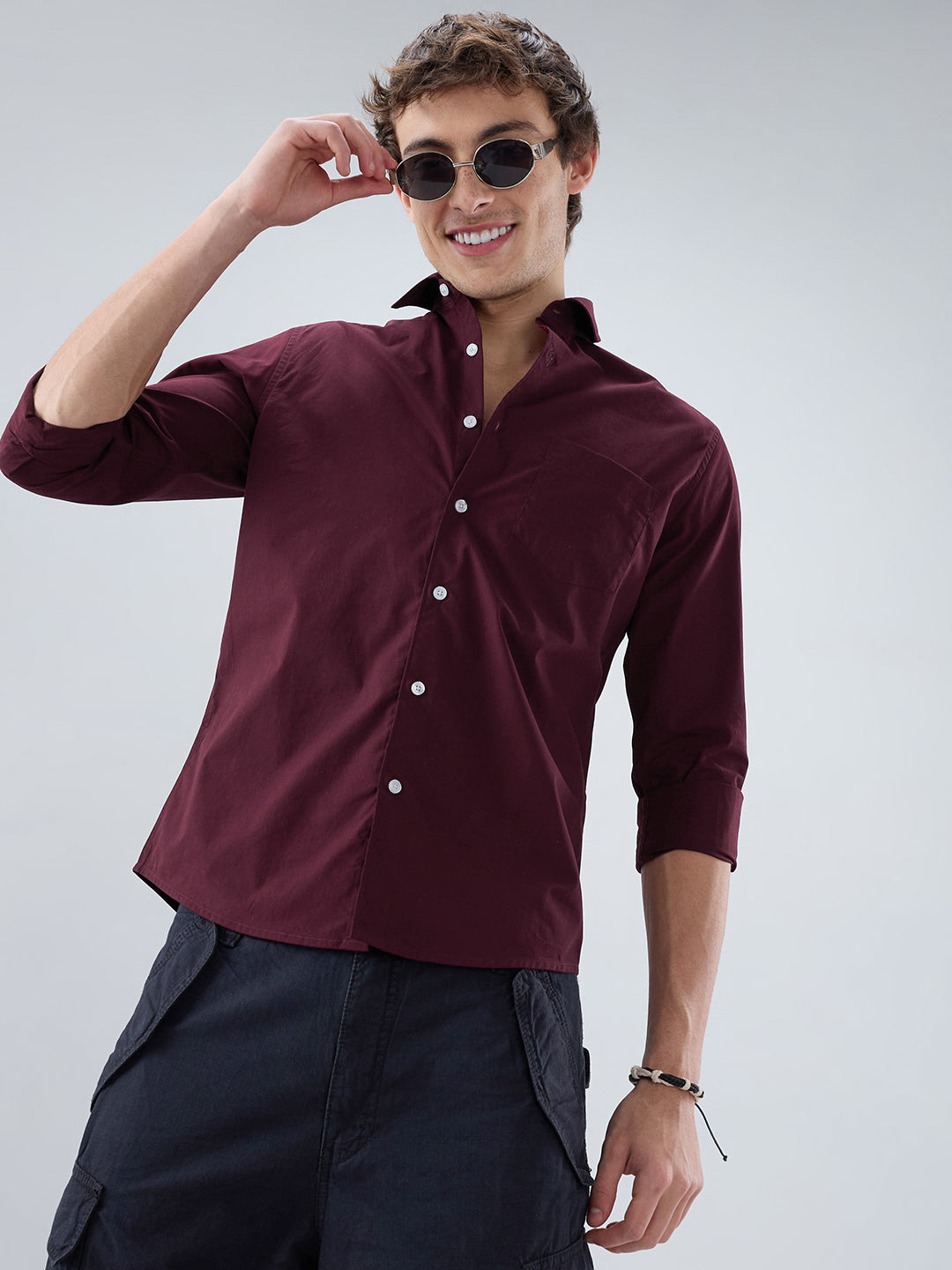 Classic Maroon Poplin Peach Finish Shirt