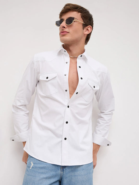 Snow White Twin Pocket Overshirt