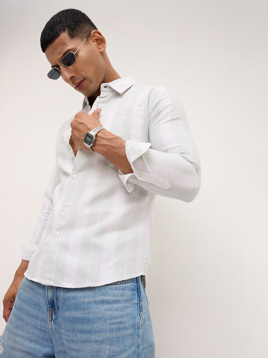 Sage Mist Textured Vertical Resort Shirt