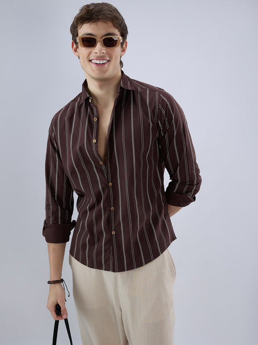 Walnut Brown Striped Shirt