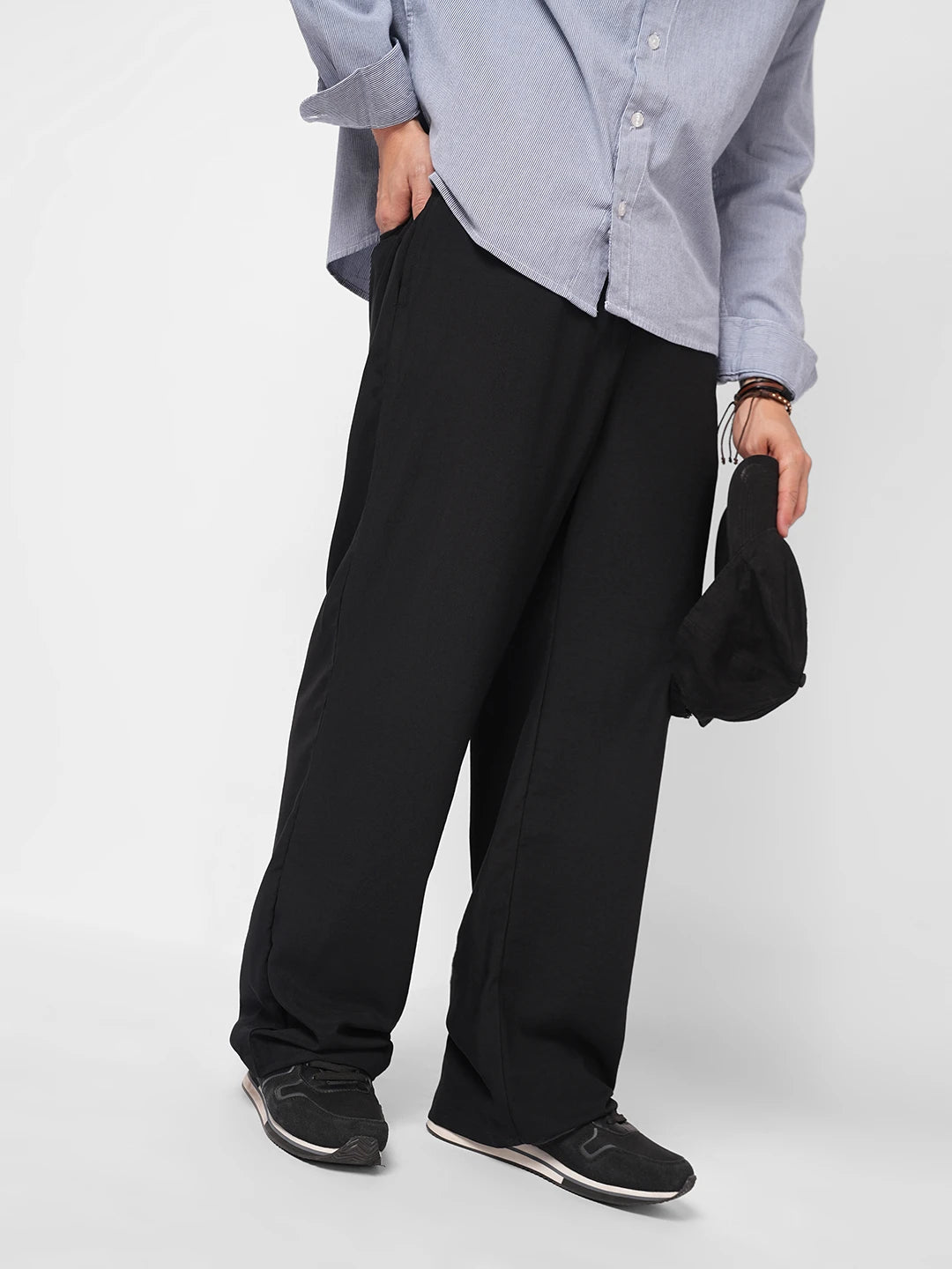 Squelchy Black Wide Leg Trousers