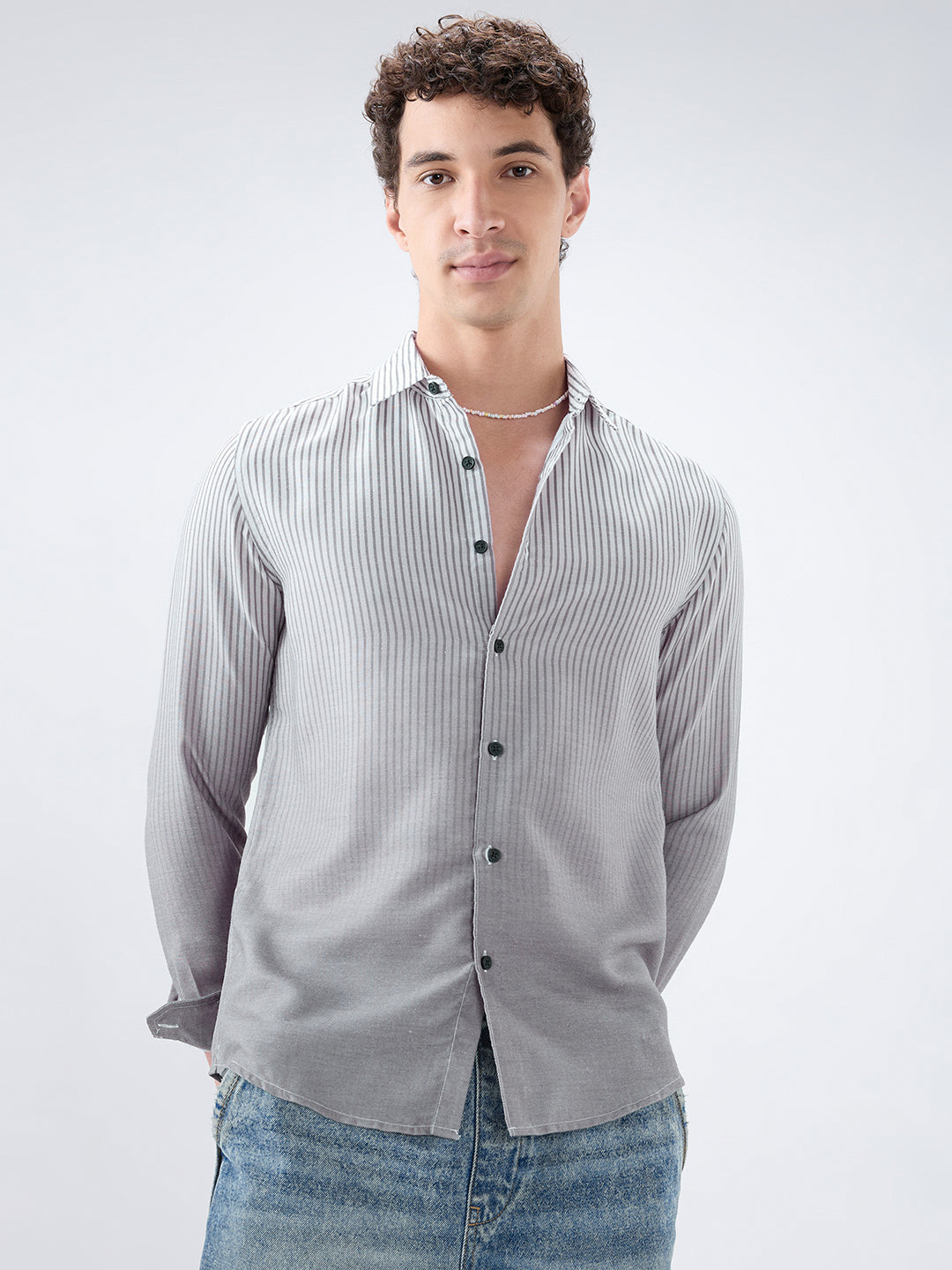Ash Grey Pinstripe Ombre Shirt