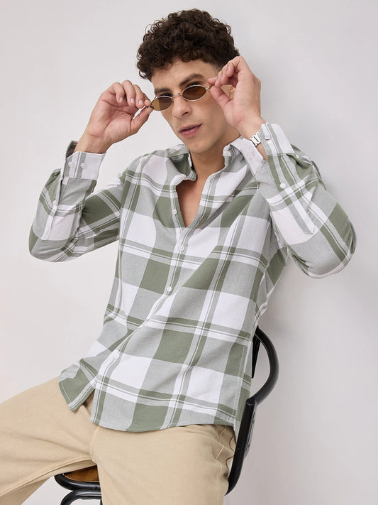 Classic Jade Green & White Plaid Checks Shirt