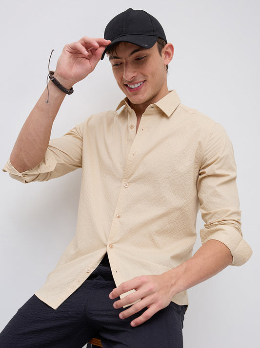 Minimal Beige Textured Shirt