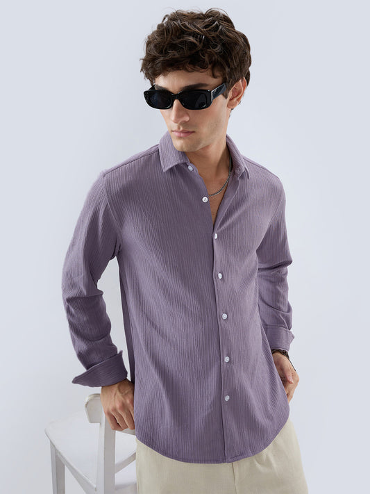 Heather Purple Matrix Weave Knitted Shirt