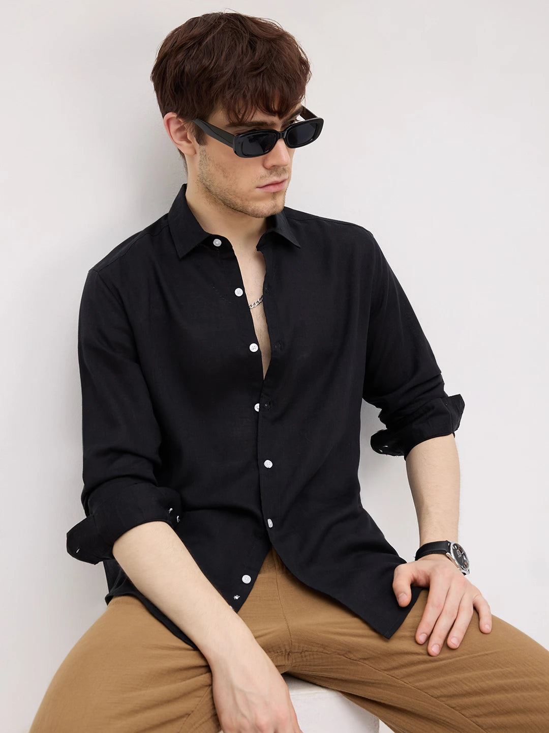 Luxe Jet Black Lyocell Shirt