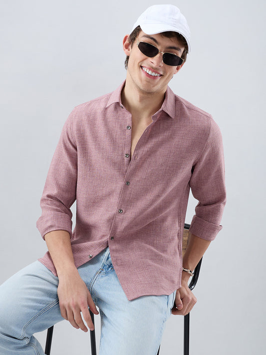 Dusty Mauve Refined Slub Textured Shirt