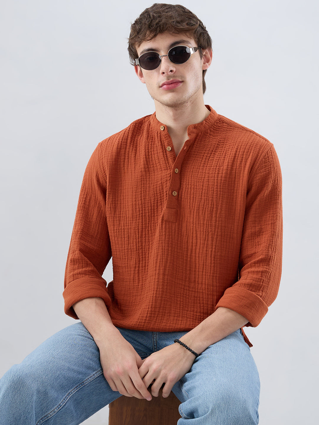 Timeless Rust Double Cloth Kurta