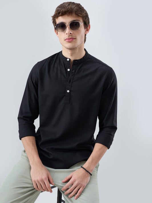 Premium Black Linen Blend Kurta