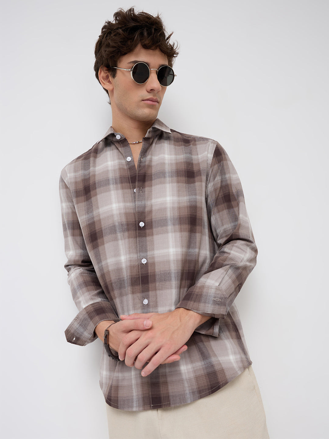 Timeless Cocoa Brown Shadow Checks Shirt