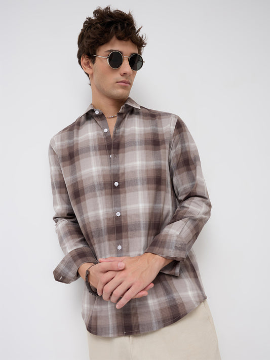 Timeless Cocoa Brown Shadow Checks Shirt