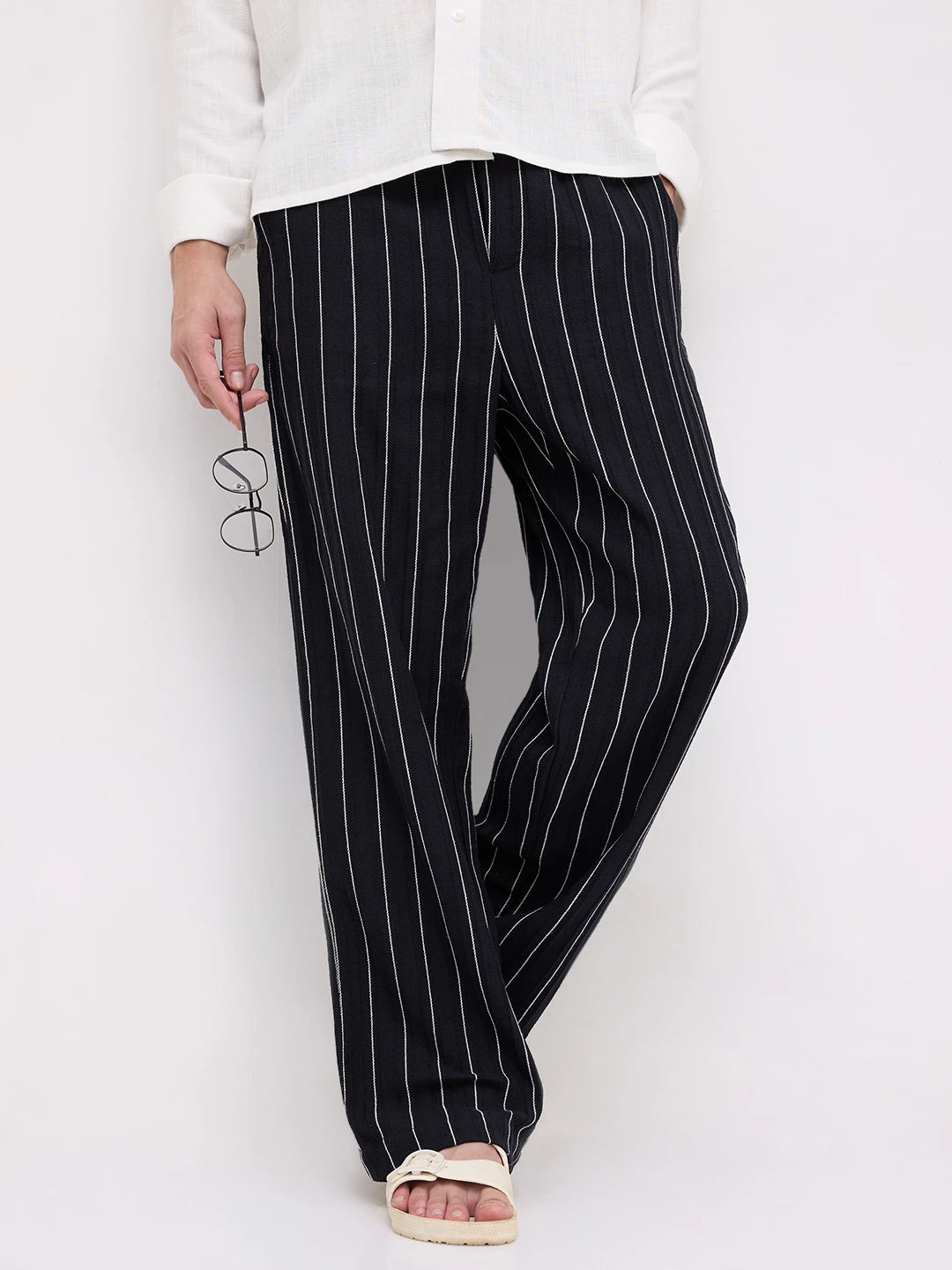 Finesse Black Straight Fit Trousers