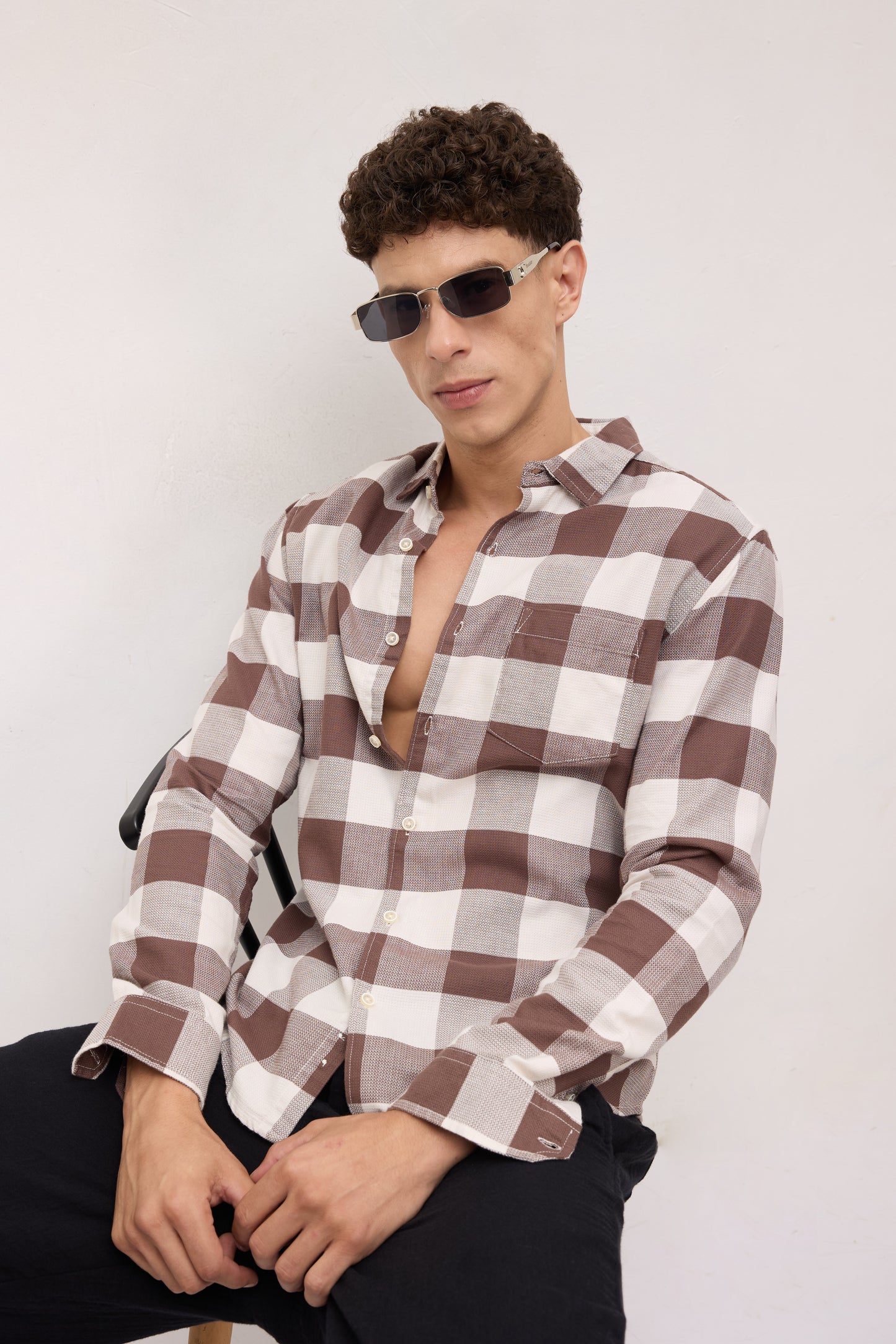 Brown & Ivory Box Checkered Shirt
