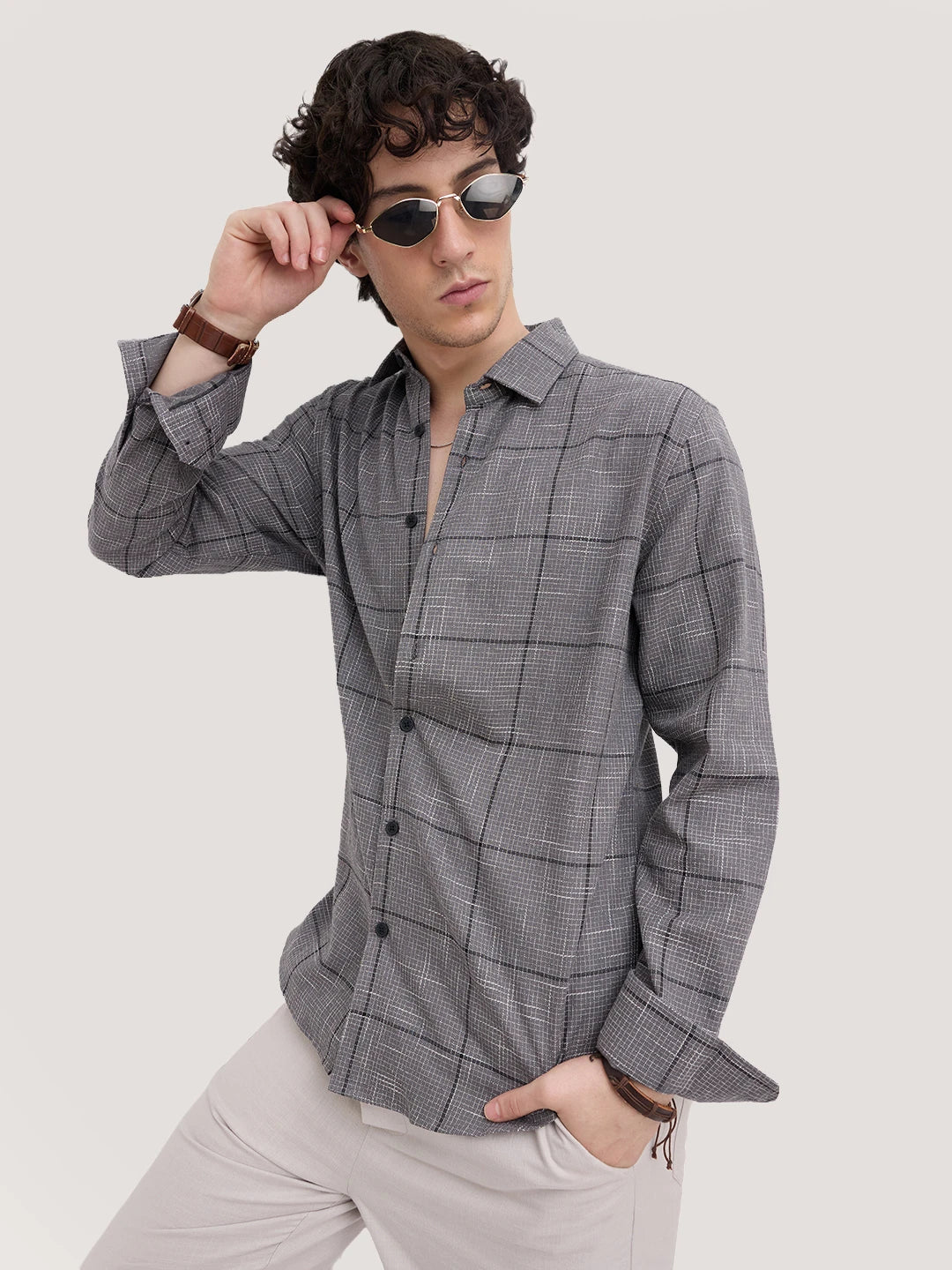 Refined Graphite Grey Windopane Checks Shirt