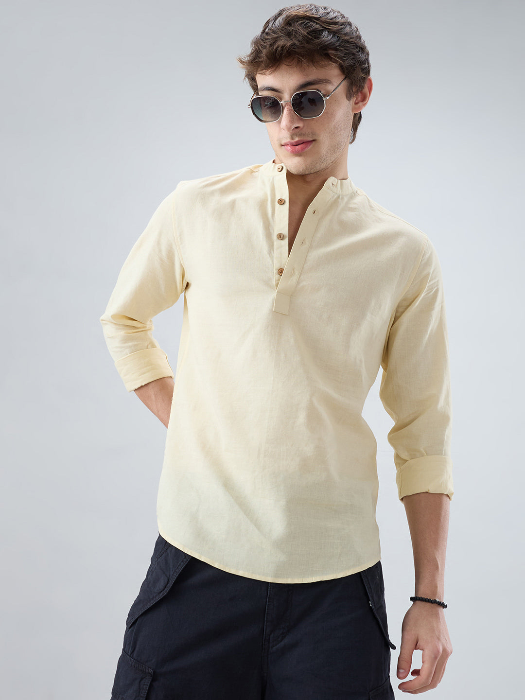 Premium Butter Yellow Linen Blend Kurta