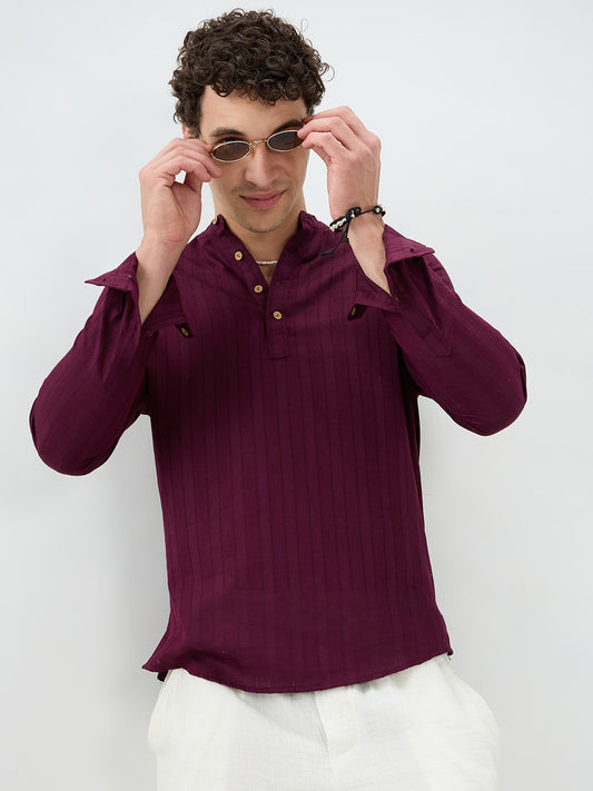 Wine Ladder Striped Evening Kurta