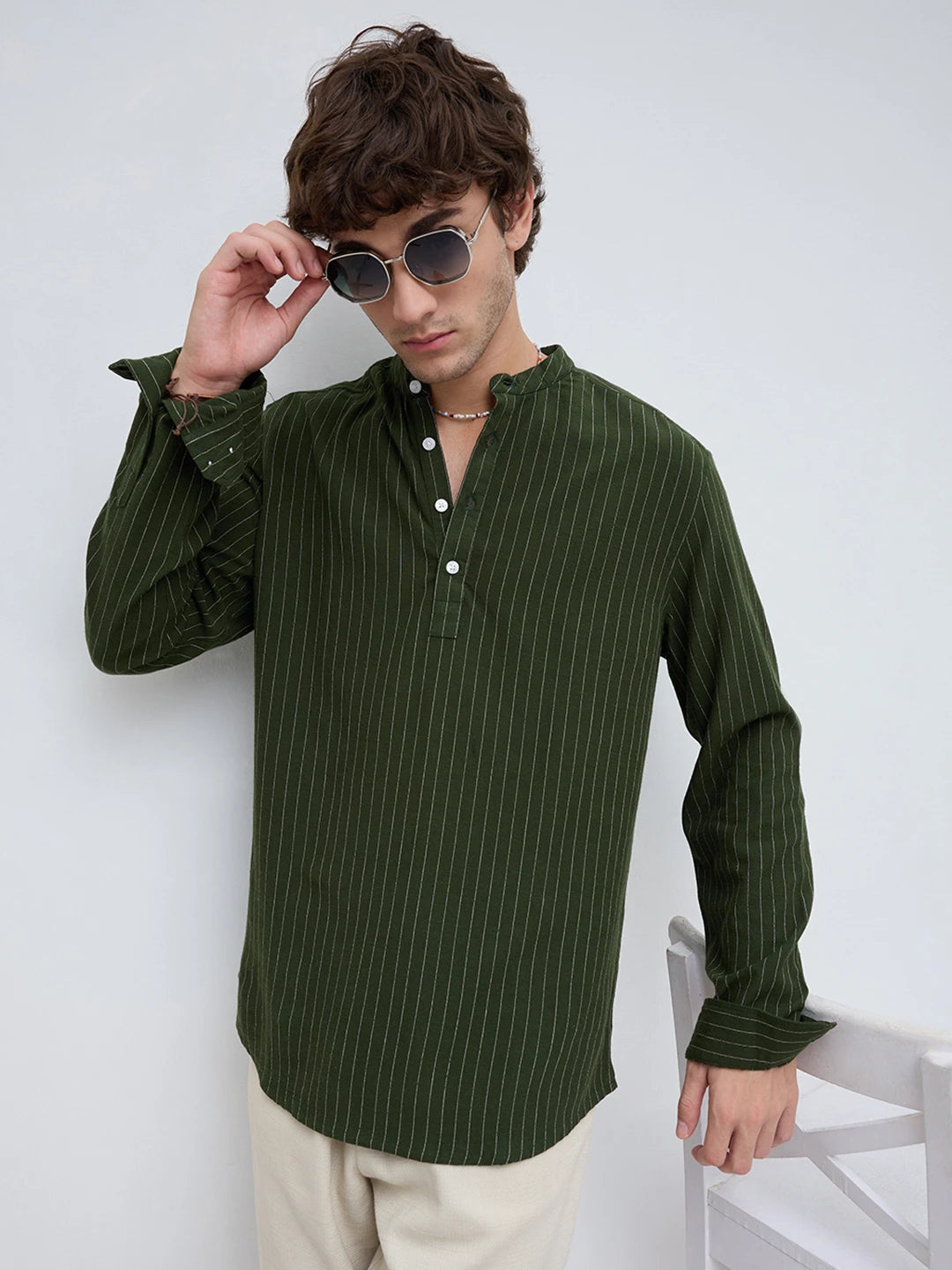 Forest Green Pinestripe Everyday Kurta