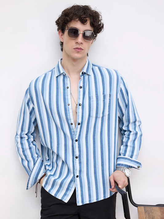 Denim Elegance Regency Stripe Shirt