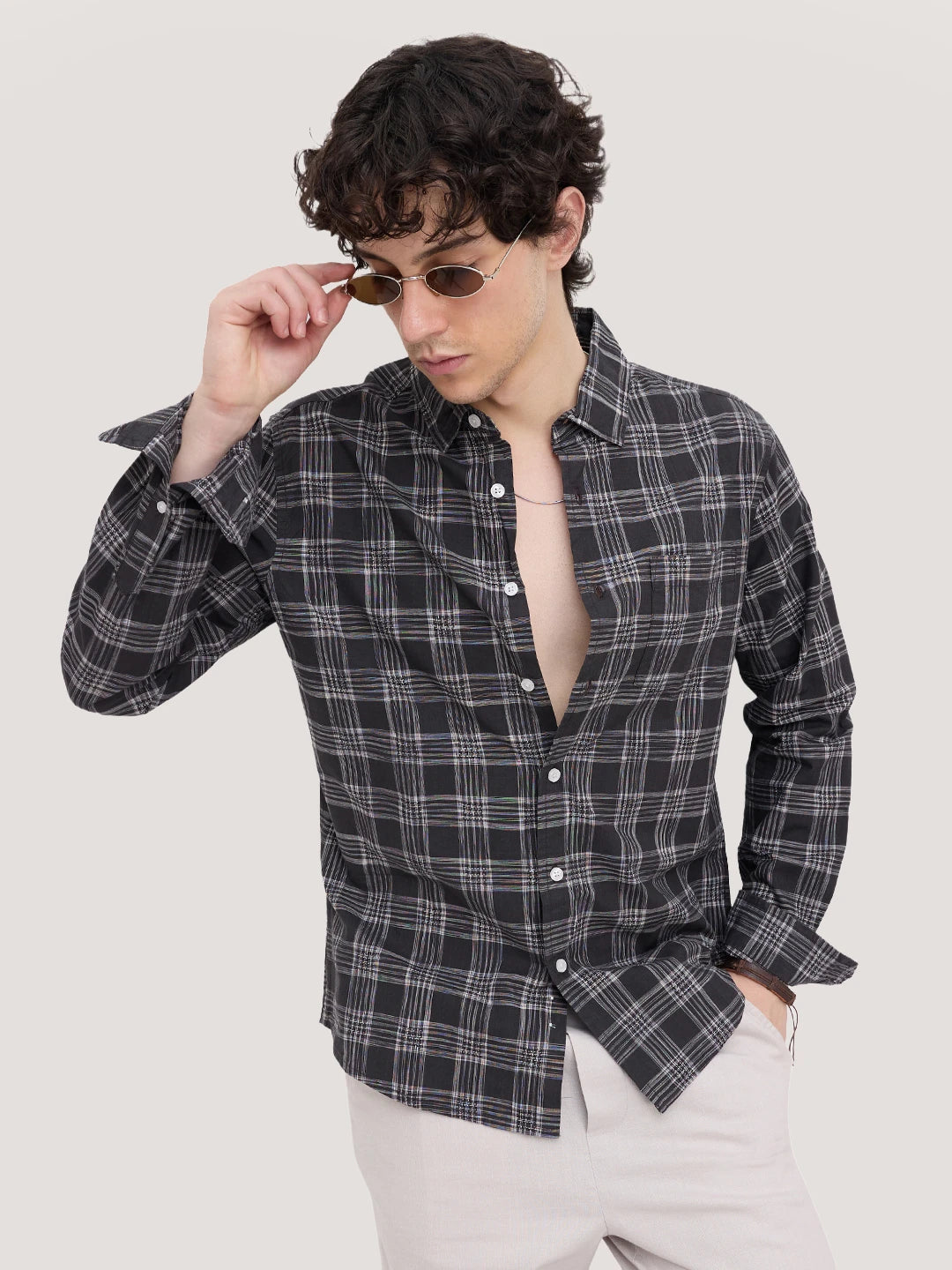 Black & Grey Box Checkered Shirt