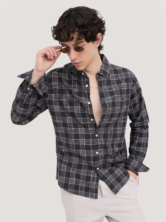 Black & Grey Box Checkered Shirt