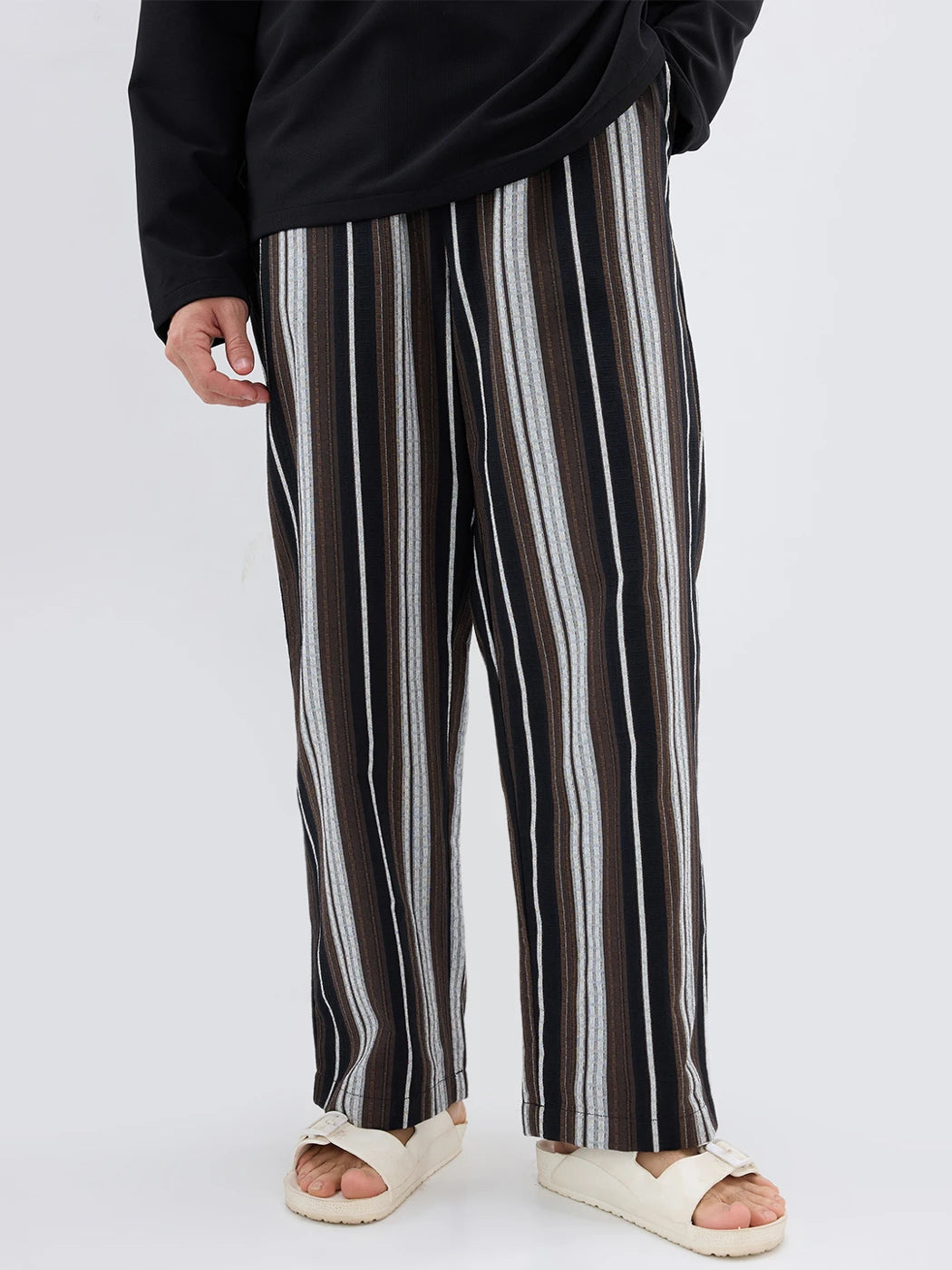 Classic Retro Contrast Striped Straight Fit Trousers