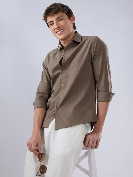 Solid Khaki Fine Weave Everyday Shirt