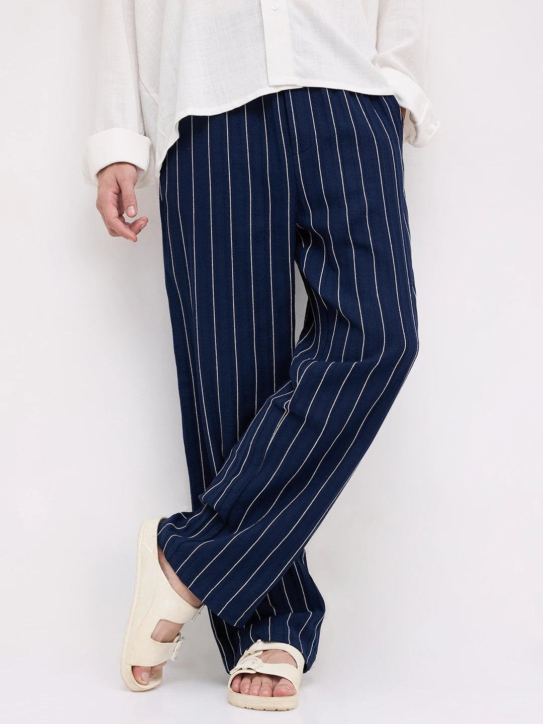 Finesse Navy Straight Fit Trousers