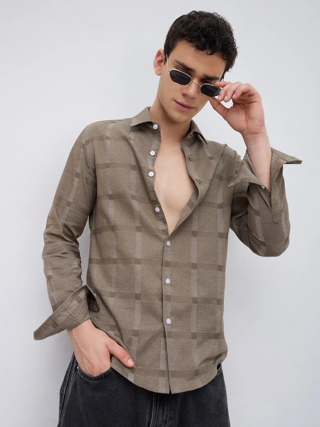 Distinctive Forest Olive Checks Shirt