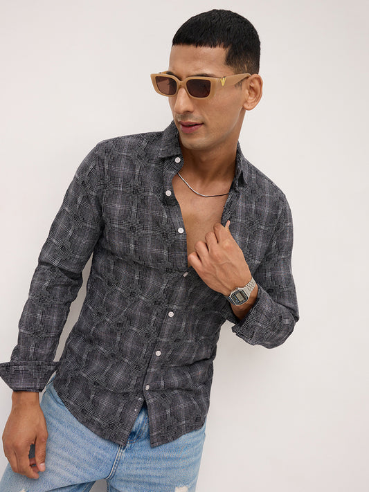 Black Eclipse Textured Casual Shirt