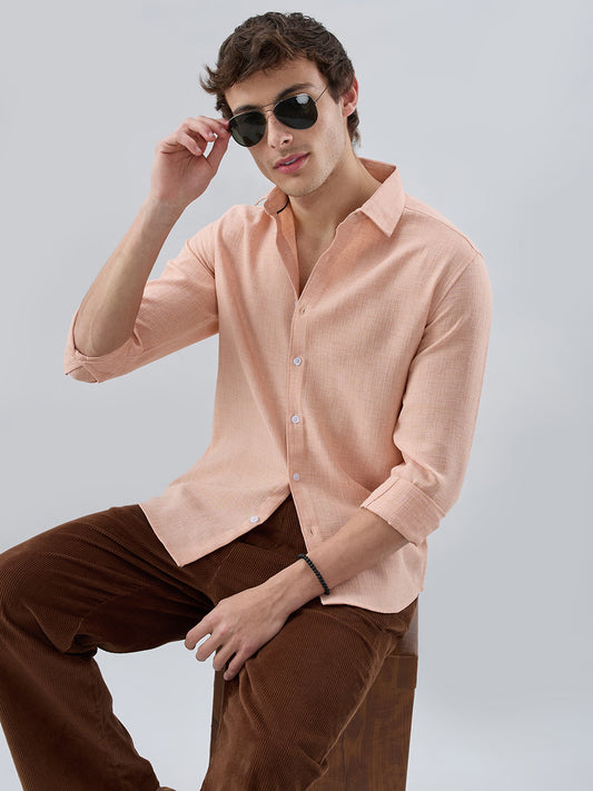 Creamy Peach Subtle Textured Shirt