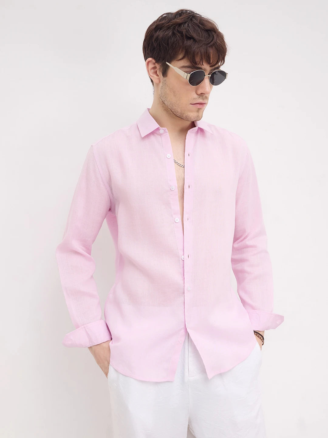 Iconic Pink Lyocell Fine Textured Shirt