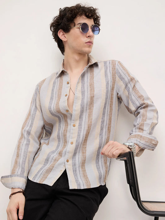 Sandswept Stripes Breezy Linen Blend Shirt