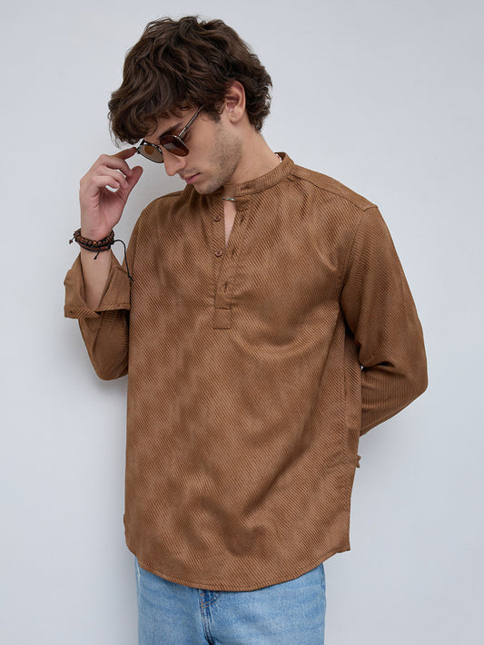 Desert Dune Diagonal Twill Textured Statement Kurta