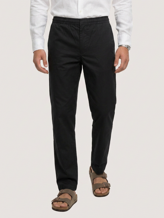 Solid Black Tapered Trousers