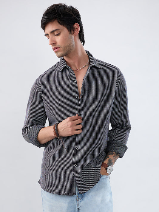 Monochrome Grid Knitted Everyday Shirt