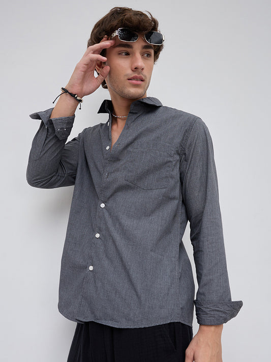 The Slate Grey Micro-Texture Essential Shirt
