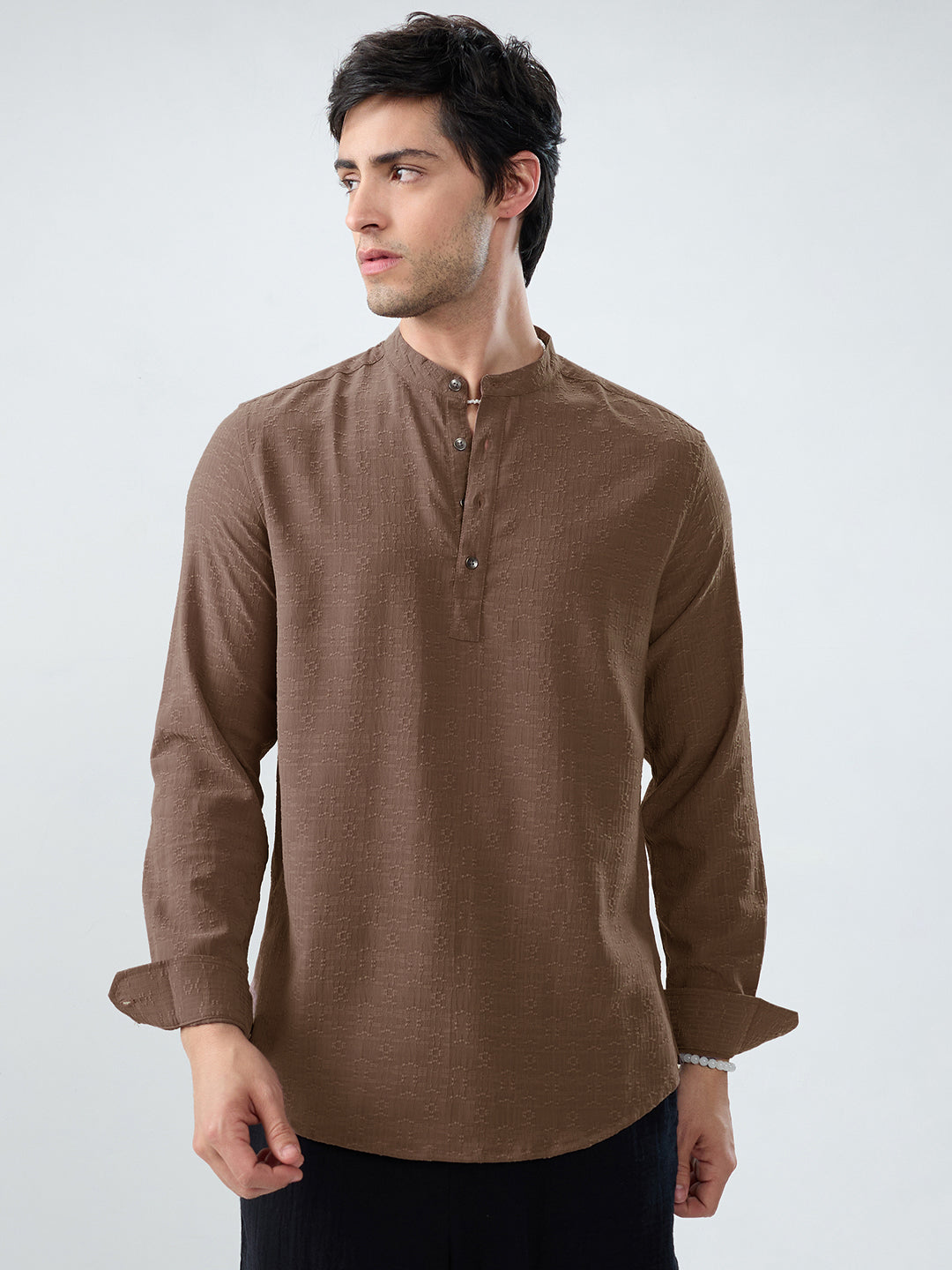 Detailed Ash Grey Jacquard Grace Kurta