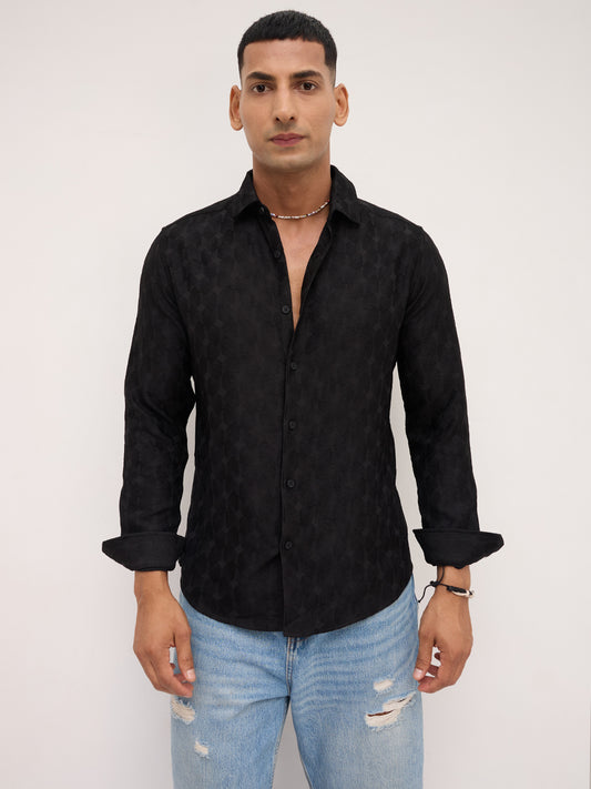 Classic Black Contour Weave Shirt