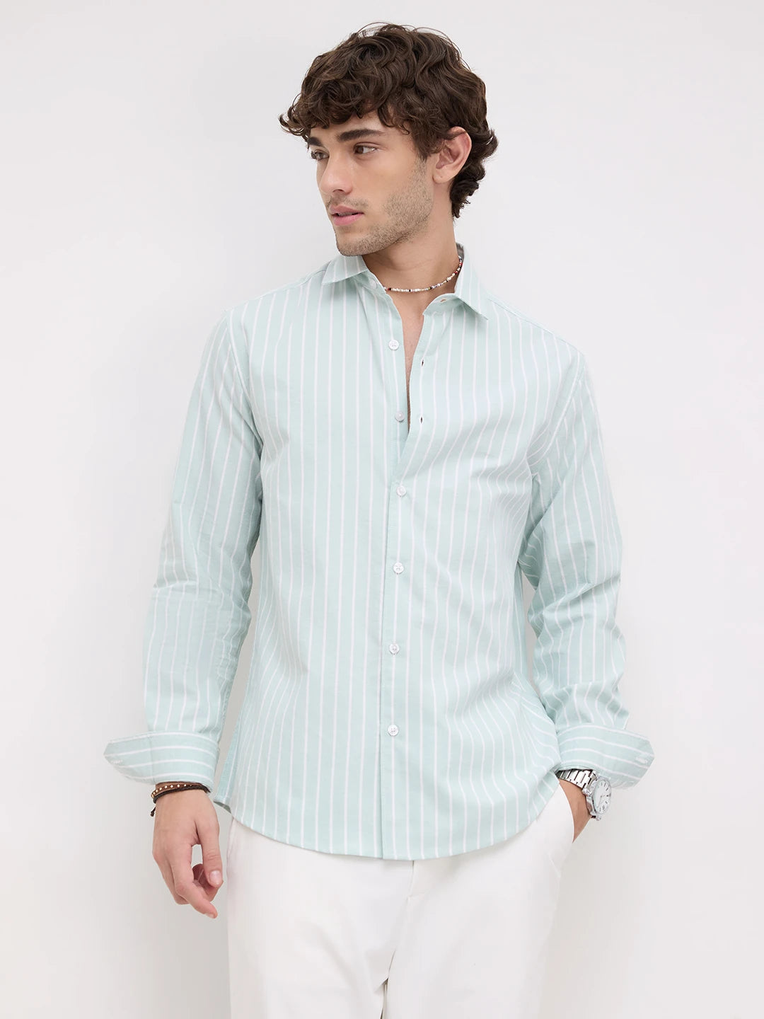 Sage Green Oxford Striped Everyday Shirt