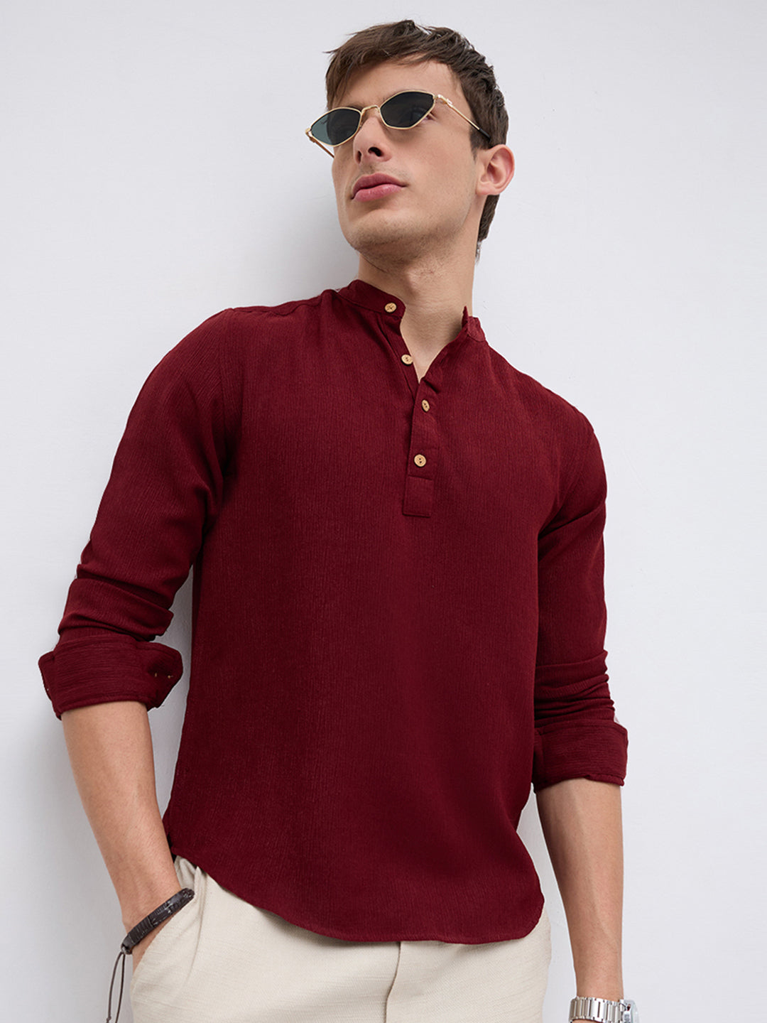 Classic Deep Maroon Crepe Kurta