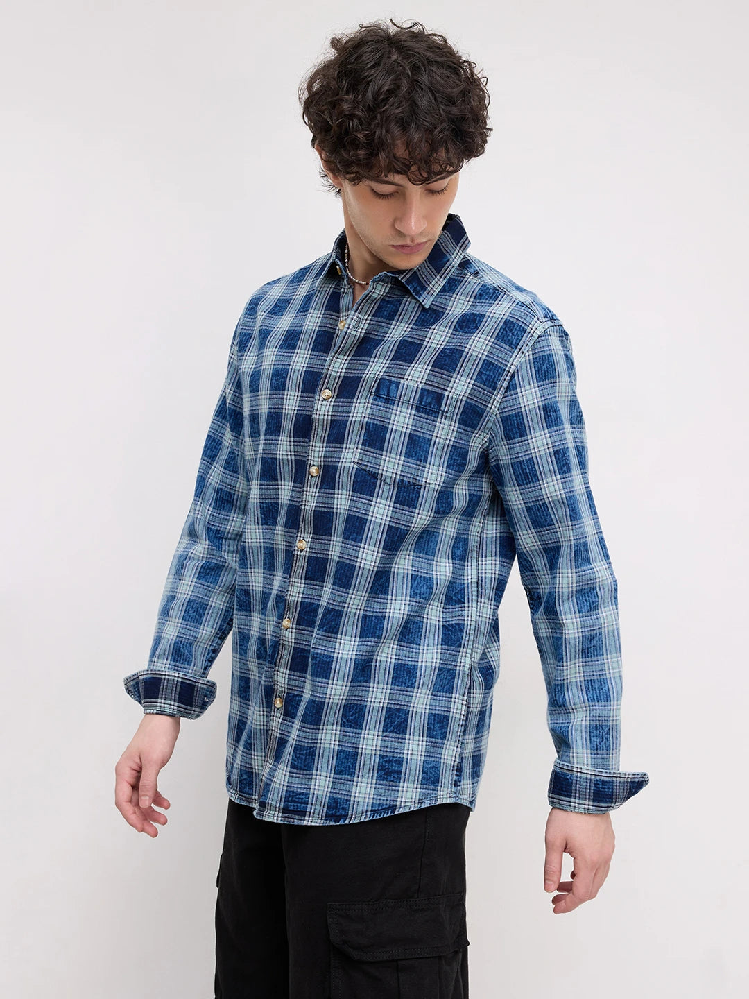 Timeless Denim Blue Box Checks Shirt