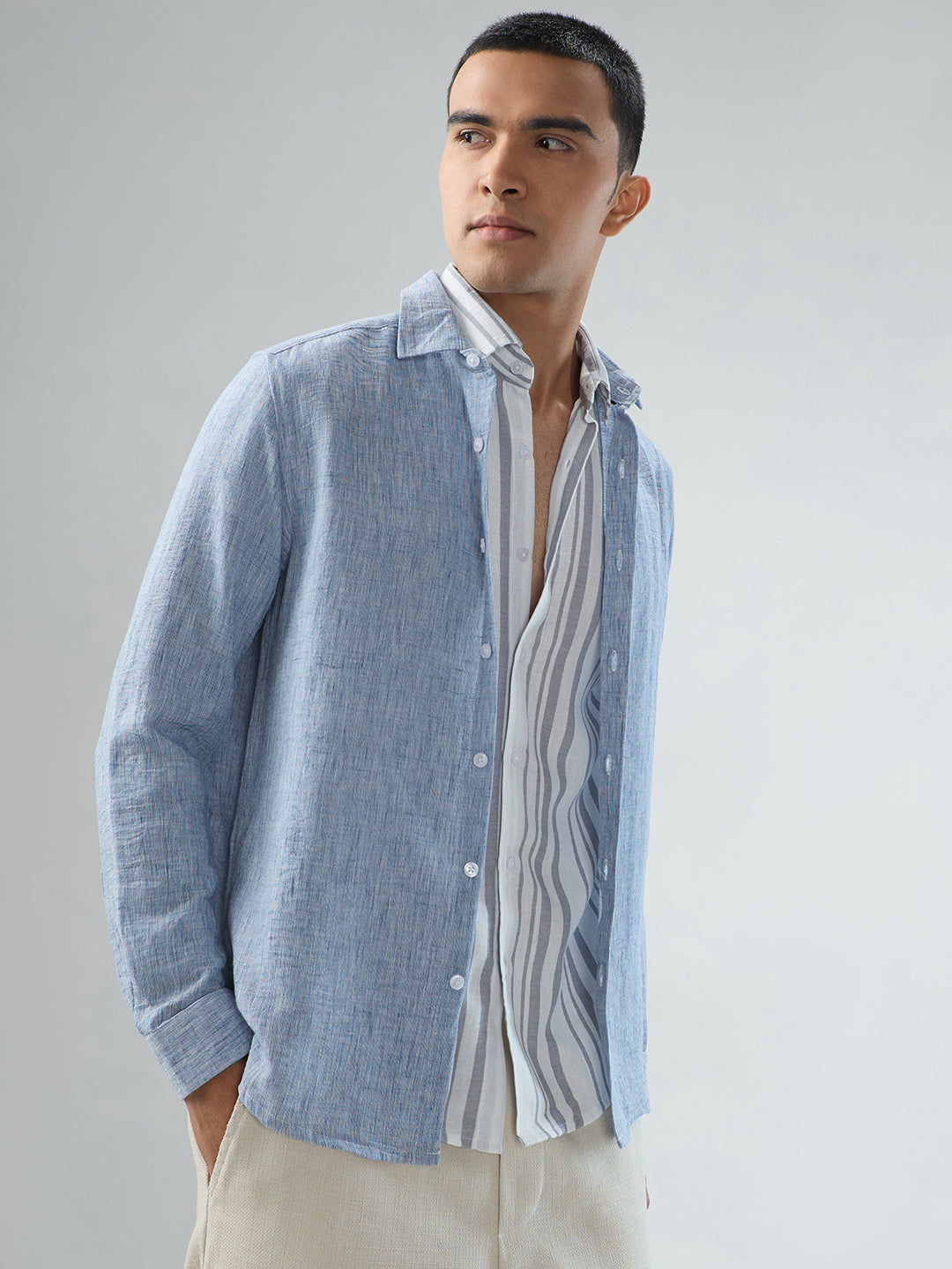 Elegant Solid Blue Shirt