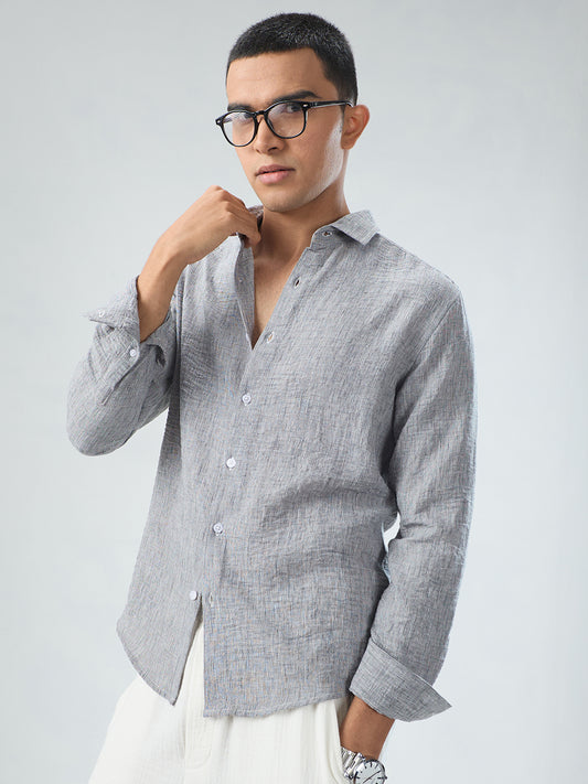 Graphite Grey Textured Crinkled Shirt