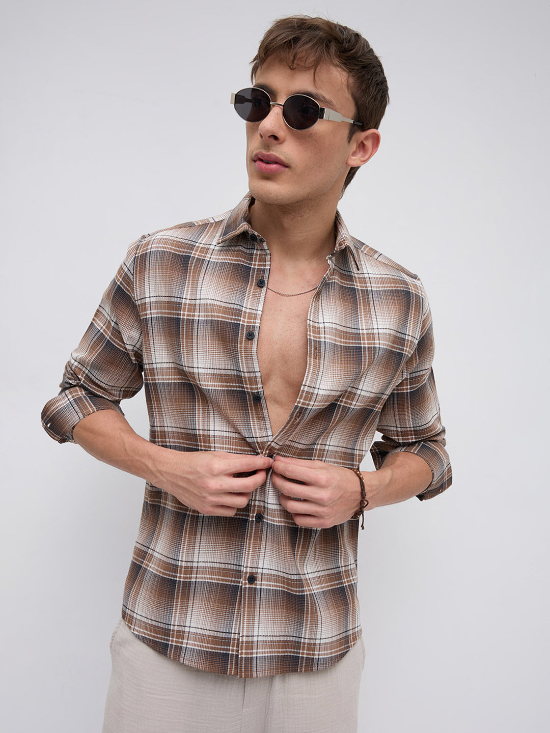Heritage Brown & Beige Plaid Checks Shirt