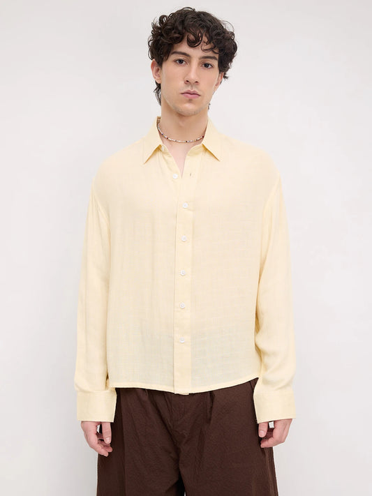 Plush Butter Yellow Airloom Boxy Fit Crop Shirt