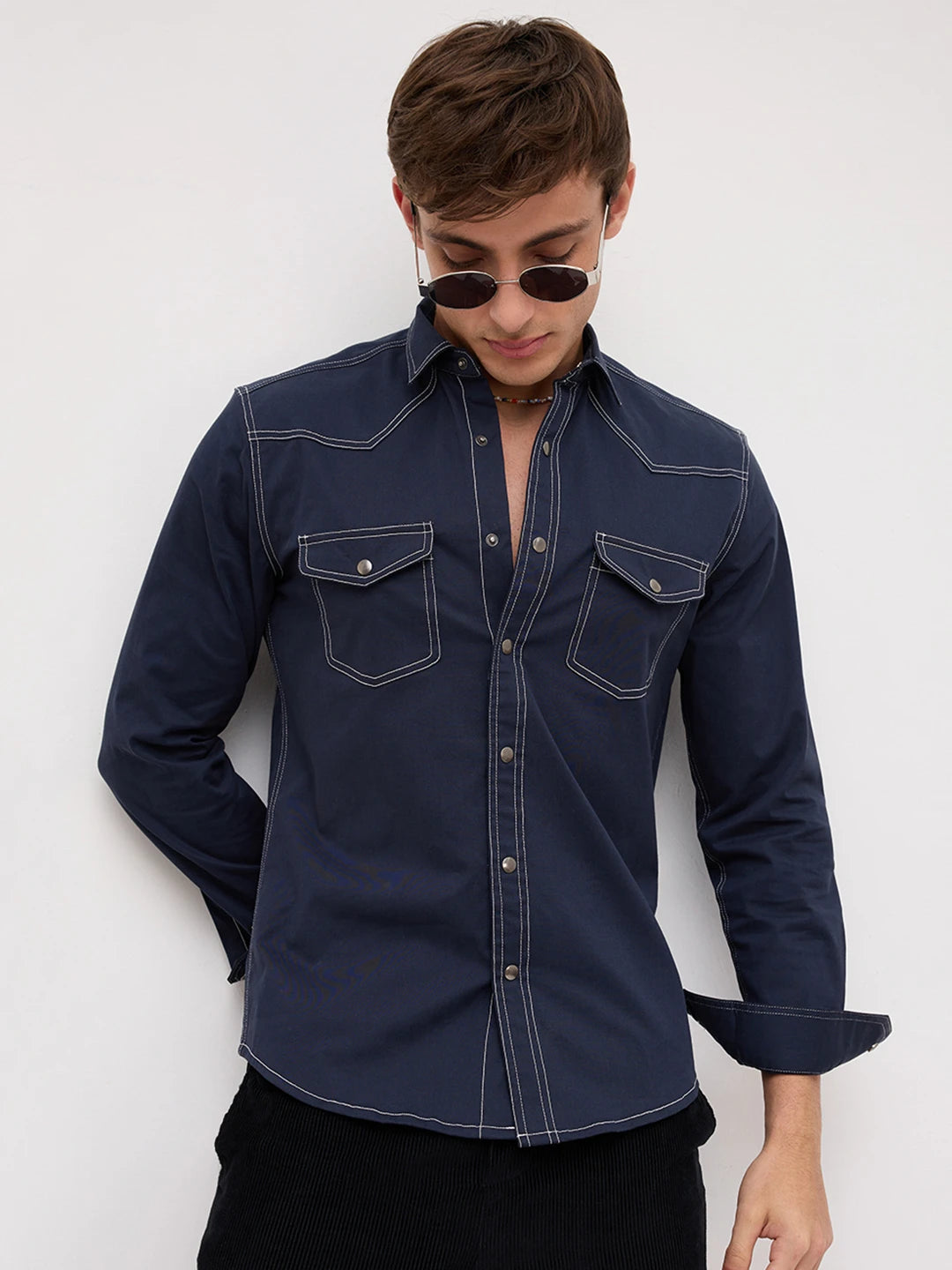 Timeless Deep Navy Twin Pocket Shirt