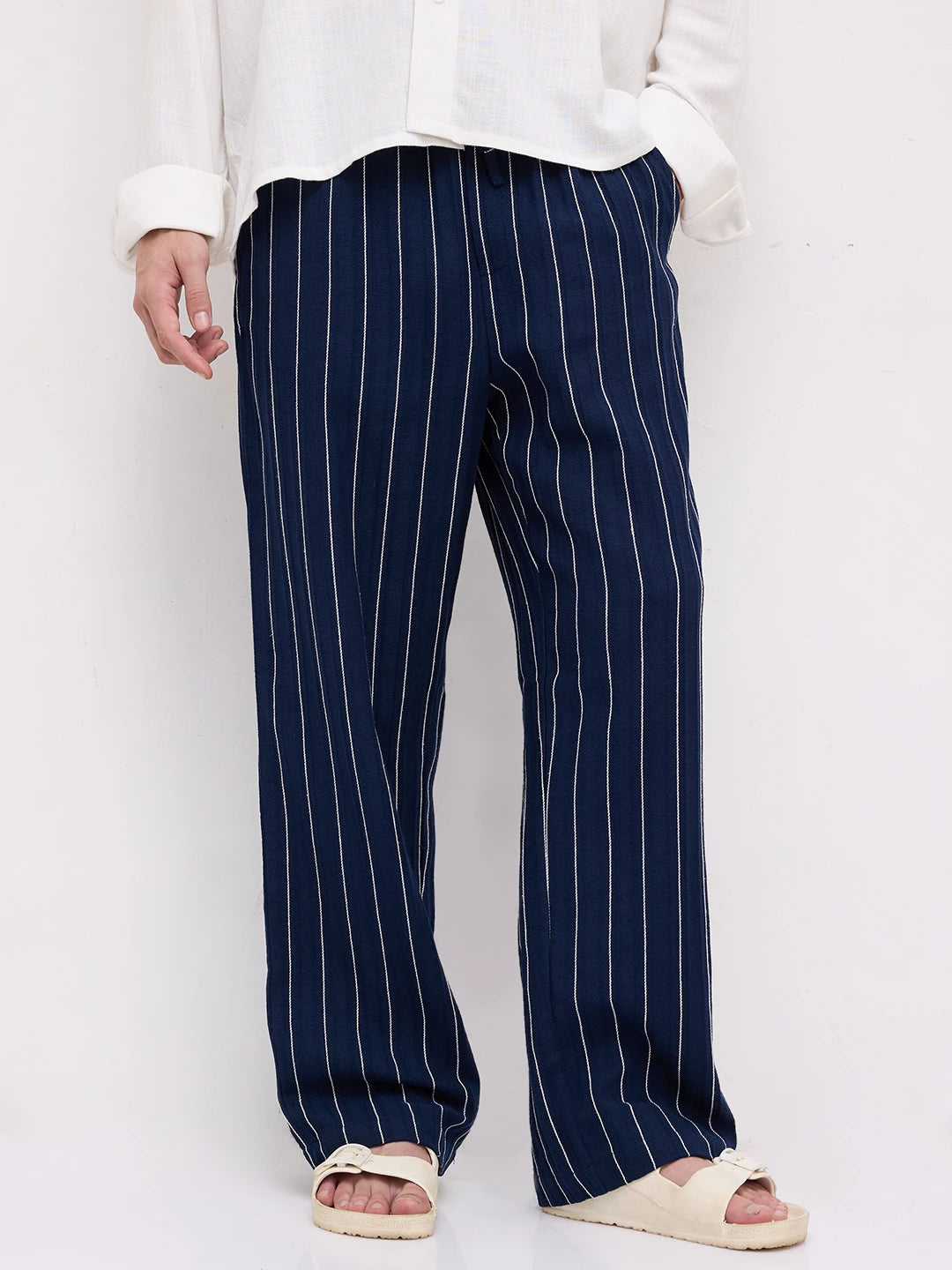 Finesse Navy Straight Fit Trousers