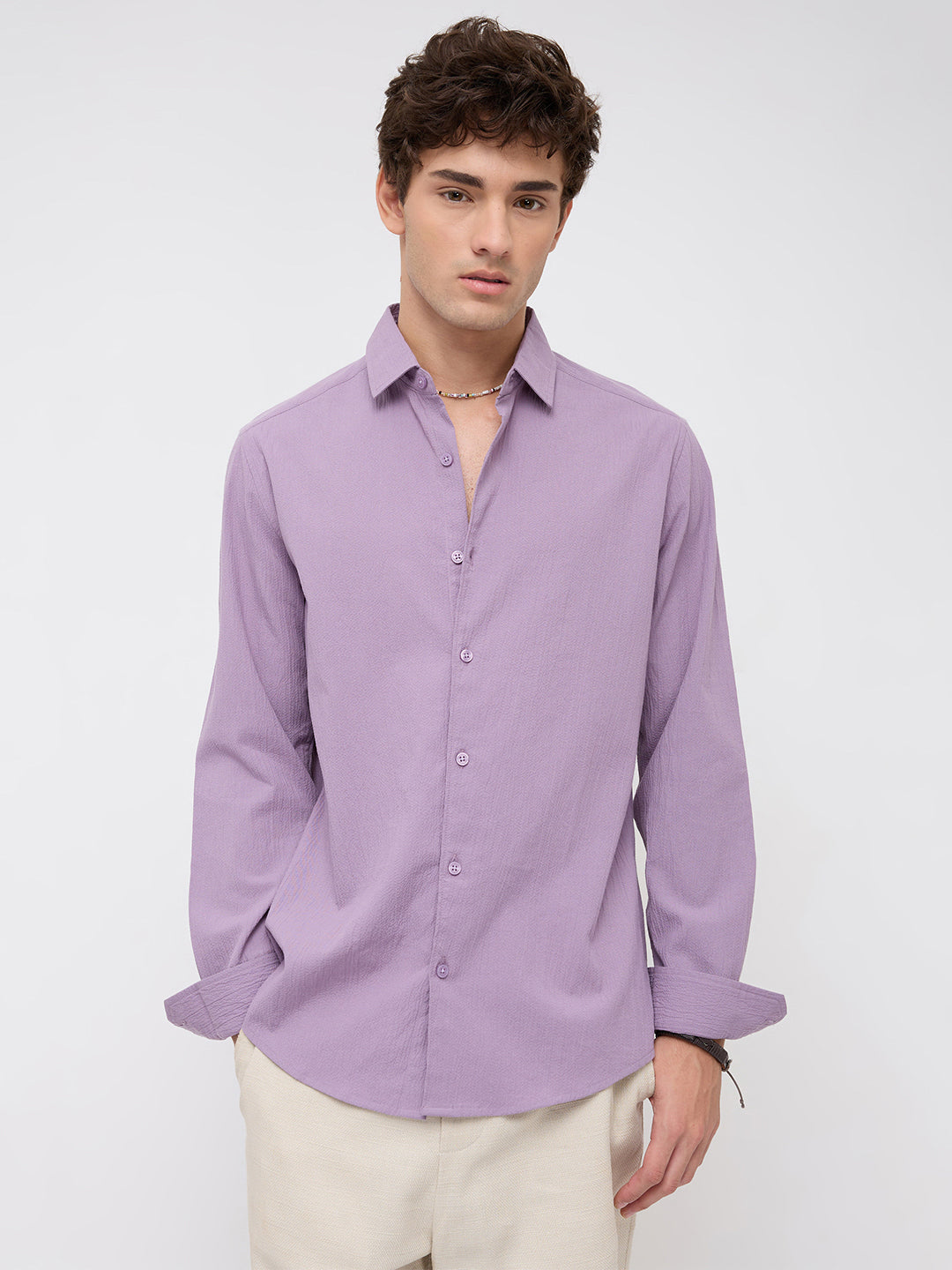 Heather Purple Fine Textured Shirt