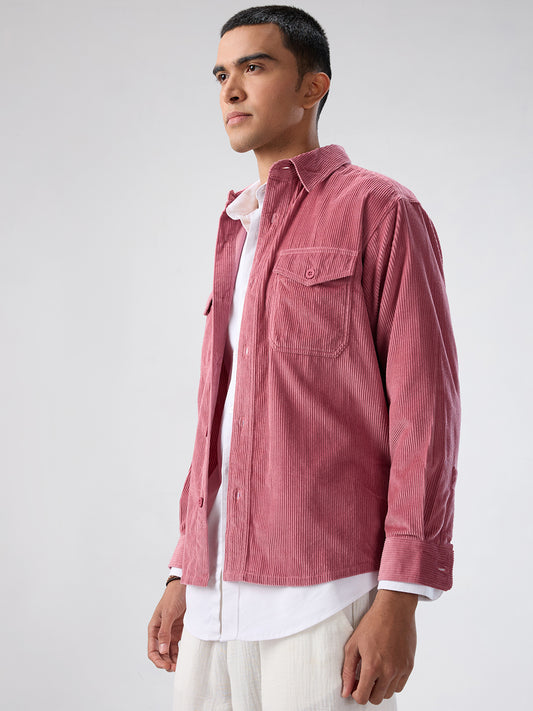 Wild Orchid Pink Corduroy Double Pocket Overshirt