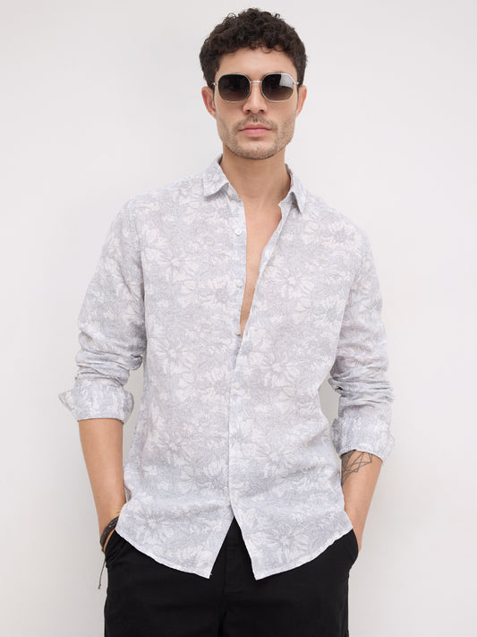 Grey Sketch Botanical Art Shirt